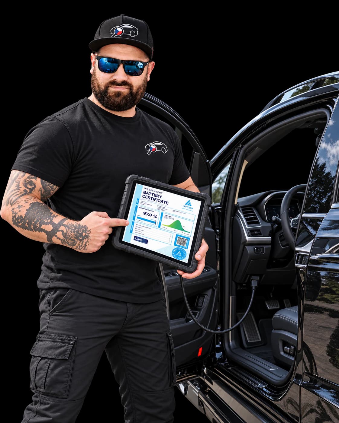 Ladislav Křivánek provádí AVILOO Flash Test trakční baterie elektromobilu